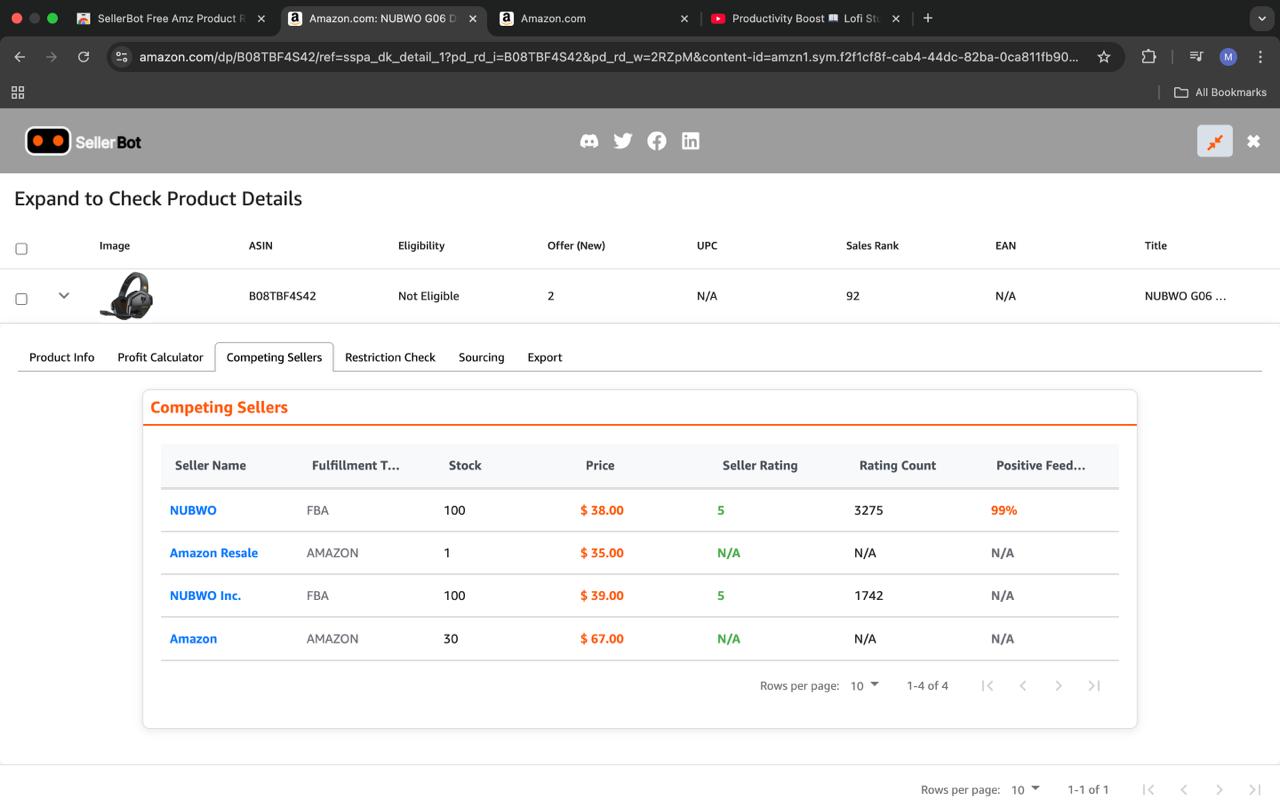 SellerBot competing sellers view