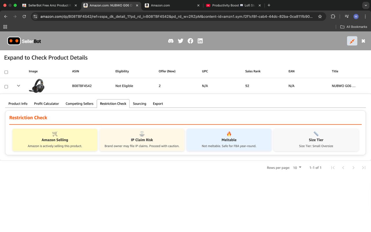 SellerBot restriction and IP claim checker